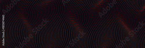 Abstract Dot Wave Pattern with Red and Orange Gradient on Dark Background
