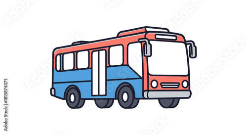 Colorful cartoon public transport bus illustration.