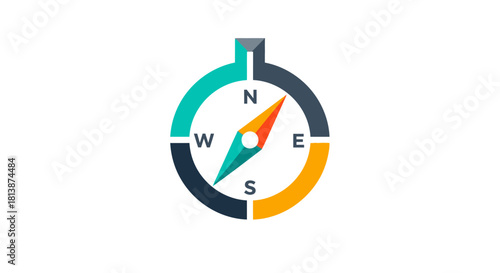 Colorful Compass Icon for Navigation and Direction.