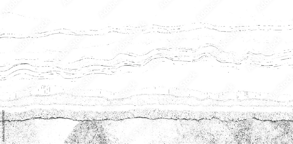 Fototapeta premium Abstract black and white textured background with wavy lines and granular surface vector