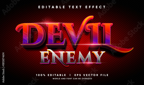 devil enemy 3d vector text effect with modern style