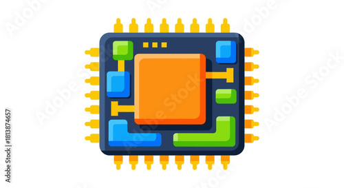 Colorful Microchip Illustration - Technology and Innovation Concept.