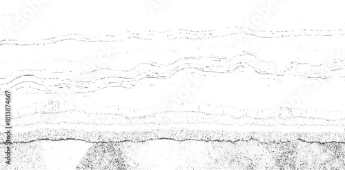 Abstract black and white textured background with wavy lines and granular surface vector