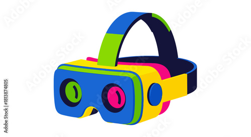 Colorful virtual reality headset isolated on a white background.