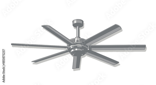 Ceiling fan with multiple blades is shown against a white background.