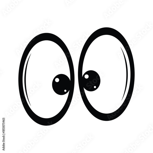 Cartoon eyes looking sideways, with pupils, isolated on