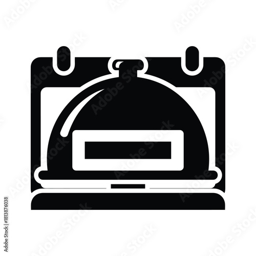 Food service cloche on a calendar icon isolated on