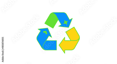 Recycling Symbol with Arrows and Star Accents.