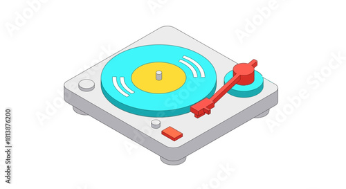 Retro Turntable Playing Music.