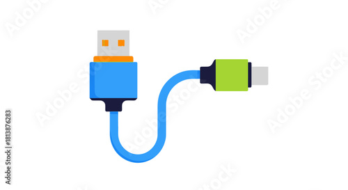 USB Cable Illustration - Connecting Devices with Technology.