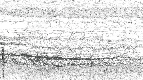 Black and white abstract textured background with horizontal layers and cracked patterns vector