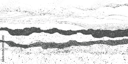 Abstract monochrome textured background with horizontal stripes and speckles vector