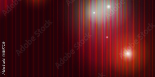 Red velvet stage curtains with spotlight