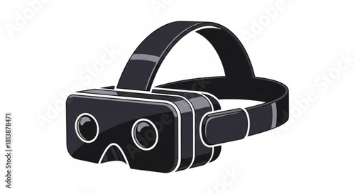 Black virtual reality headset icon for immersive digital experience and augmented reality technology isolated on