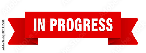 in progress ribbon isolated on transparent background. in progress ribbon