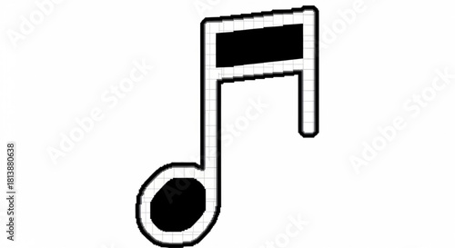Simple black and white eighth musical note symbol isolated on for music concept design element