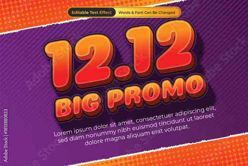 Vibrant 12.12 Big Promo Sale Event with Bold 3D Text Effect