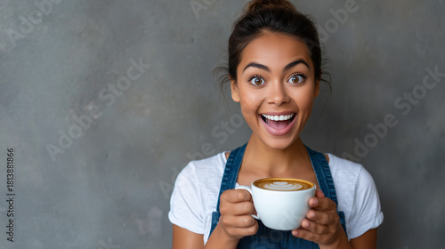Playful Female Barista Grin...