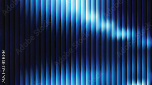 Dark blue gradient abstract background with ribbed glass effect. Futuristic fractal glass background with soft wave and glow. Perfect for tech branding, poster, product presentation, ad designs