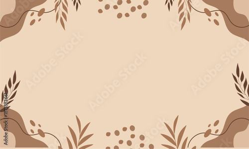 Aesthetic Leaf Brown Craem Illustration Background