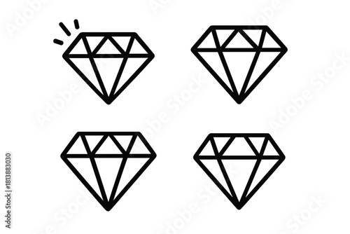 Four simple outline diamond symbols representing luxury, wealth, and premium quality