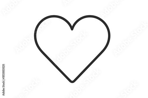 Simple linear heart shape used as a digital icon for liking, favorites, and romance