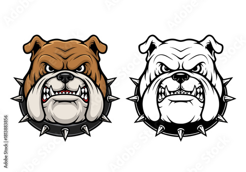 Fierce bulldog head logo design illustration for sports team mascot or strong brand identity