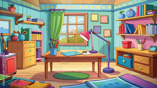 Modern cartoon interior of a city study nook vector illustration ai generated art