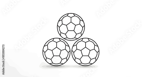 Stack of Soccer Balls Minimalist Outline Illustration for Team Spirit and Game Day Celebrations