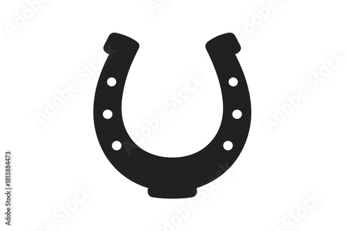 Black silhouette of a traditional lucky horseshoe symbol isolated on white