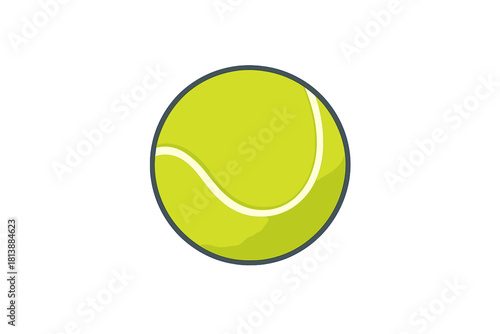 Isolated neon yellow tennis ball for athletic competition and sports games