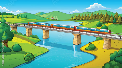 Peaceful village railway platform under soft rising sun vector illustration ai generated art