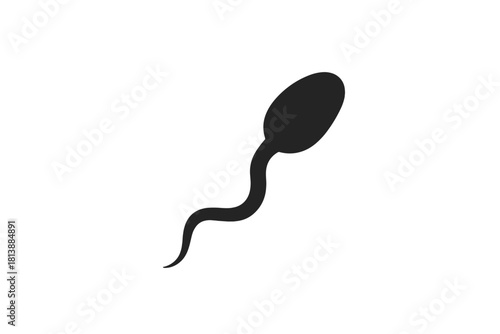 Black silhouette of a human sperm cell swimming against a clean white background