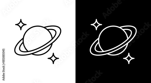 Planet Ring White Icon Set Design