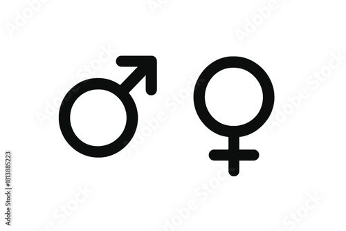 Black and white symbols representing male and female gender identity and sexuality