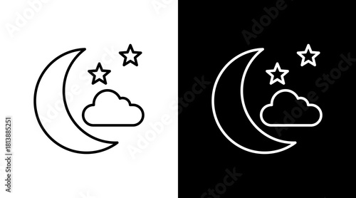 Moonlit Night White Icon Set Design