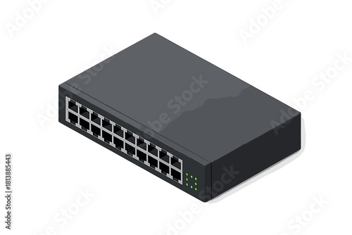 Professional black network switch for high-speed data transmission and connectivity