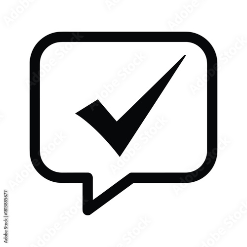 Speech bubble with a checkmark inside, isolated on