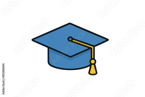 Classic graduation cap with tassel representing academic success and achievement