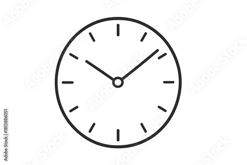 Simple black outline clock face representing time measurement, scheduling, and deadlines