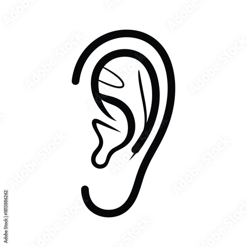 Ear outline icon, isolated on