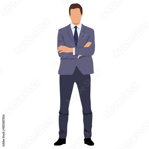 Businessman standing confident isolated whit background vector illustration.