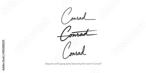 Elegant serif typography featuring the name “Conrad”, designed with refined details and a timeless luxury aesthetic. Perfect for premium branding, upscale logos, fashion identity, editorial layouts