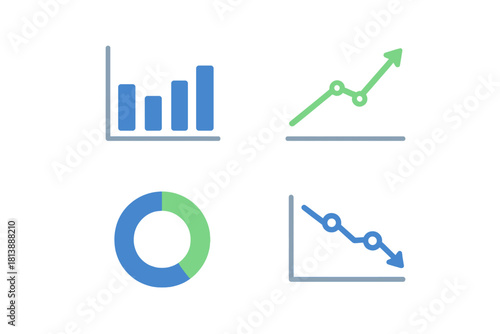Business data visualization charts and graphs for financial analysis and statistical reporting
