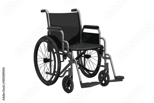Detailed modern manual mobility wheelchair isolated on a clean white background