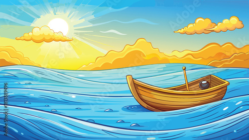 Peaceful ocean surface under soft sunlight small vector illustration ai generated art