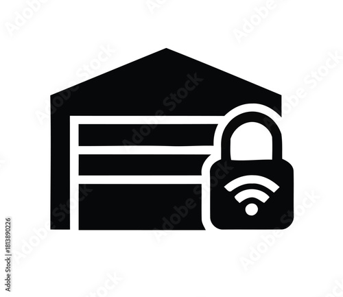 car garage safety ||Smart garage security system icon with wireless lock