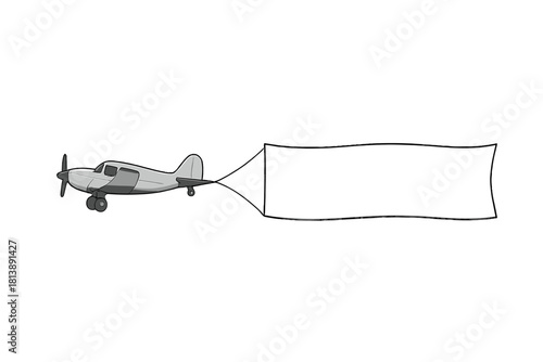 Light aircraft towing a blank banner for aerial advertising and promotion