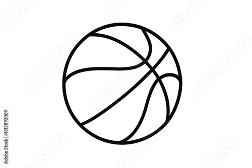Classic basketball depicted in minimalist black outline style for sports and recreation