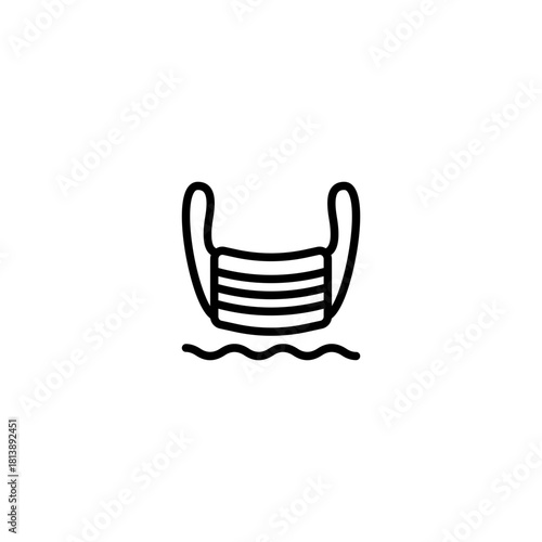 disposable medical masks in waters icon and illustration